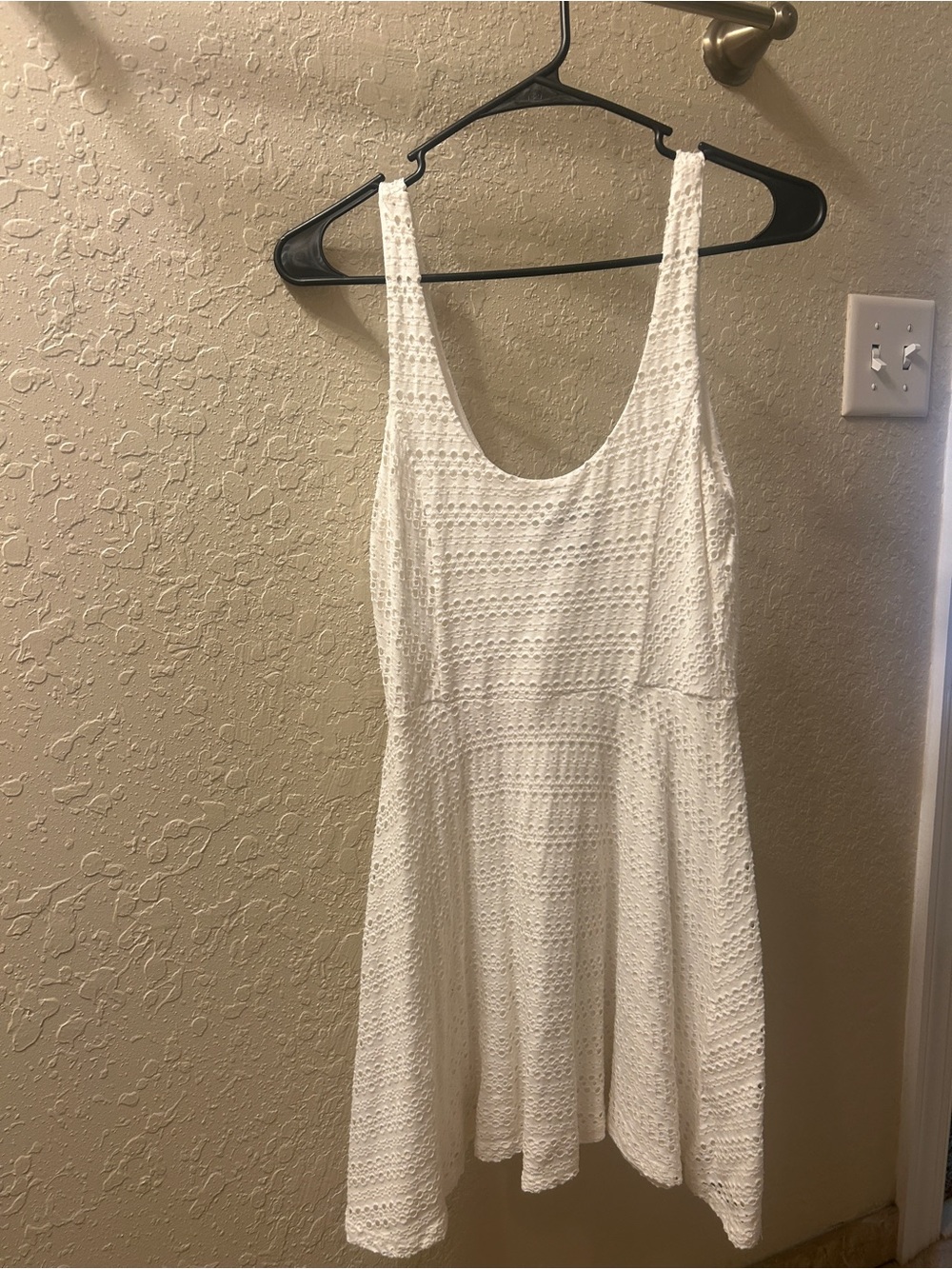 Aqua White Eyelet Scoop Neck Mini Dress